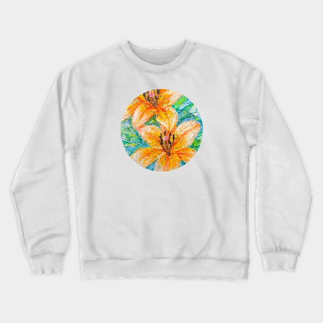 Lilies- Acrylic Painting Crewneck Sweatshirt by vemvem guzman